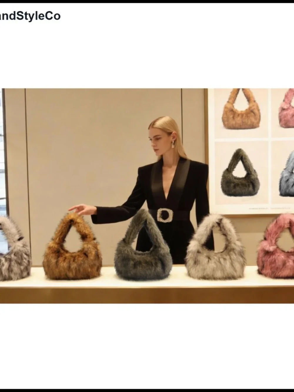 Faux Fur Hobo Shoulder Bag Fluffy Plush Tote Handbag Y2K Furry Purse for Women